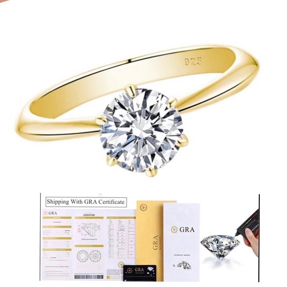💍 Certified 1/2 Ct Gold plated s925 Moissanite Ring For Engagement/Wedding ✨ - Picture 2 of 10